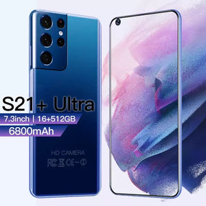 S21+Ultra Smartphone 7.3 inch 16GB+512GB 6800mAh Unlock Global Version 4G/5G Android10.0 Mobile phone Cellphone Smart Phone