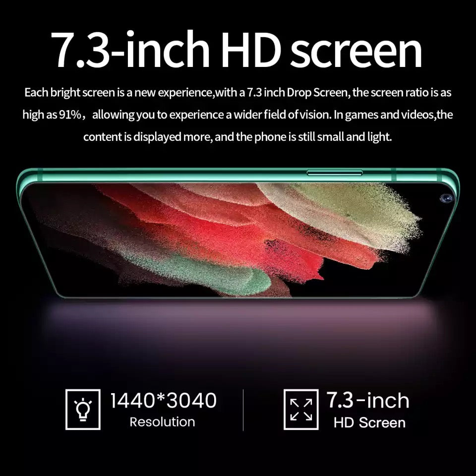 S21+Ultra Smartphone 7.3 inch 16GB+512GB 6800mAh Unlock Global Version 4G/5G Android10.0 Mobile phone Cellphone Smart Phone