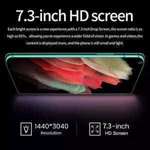 S21+Ultra Smartphone 7.3 inch 16GB+512GB 6800mAh Unlock Global Version 4G/5G Android10.0 Mobile phone Cellphone Smart Phone